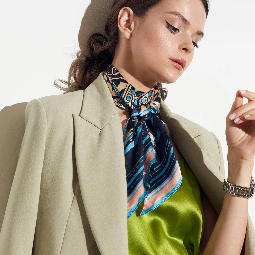 xinhe textiles custom silk scarf worn for luxury accessory collection