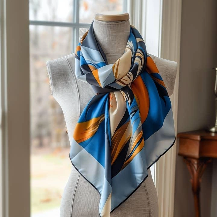 xinhe textiles printed silk scarf with custom digital pattern design for fashion brands